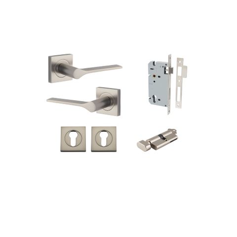 Iver TRA0439KENTR60KT Como Door Lever Euro Square Rose Entry Cyl/Turn SN