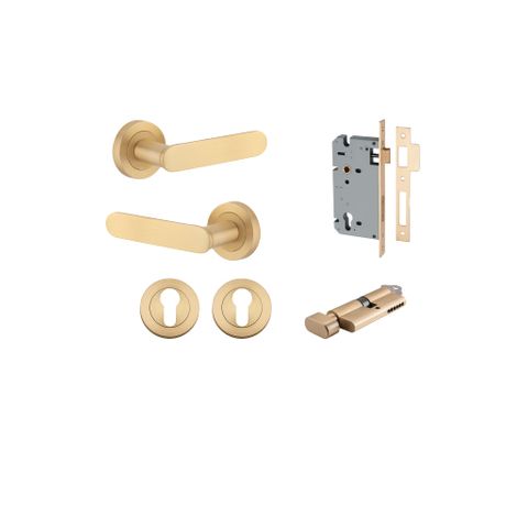 Iver TRA0452KENTR60KT Bronte Door Lever Euro Round Rose Entry Cyl/Turn Bb