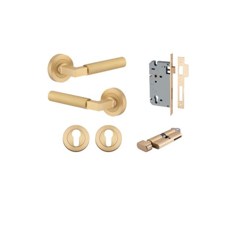 Iver TRA0453KENTR60KT Berlin Door Lever Euro Round Rose Entry Cyl/Turn Bb