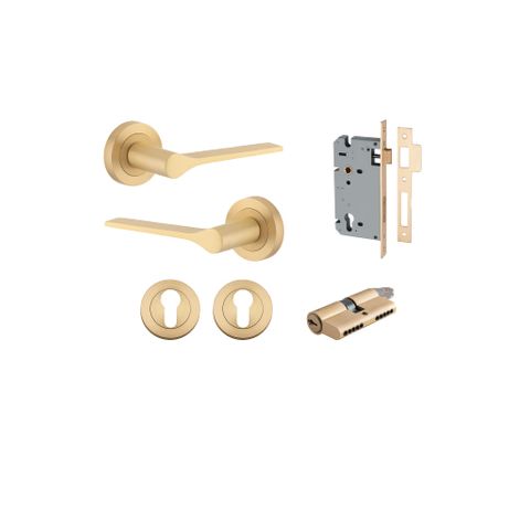 Iver TRA0455KENTR60KK Como Door Lever Round Rose Entry Cyl/Cyl Bb