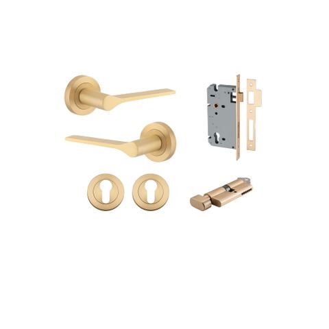 Iver TRA0455KENTR60KT Como Door Lever Euro Round Rose Entry Cyl/Turn Bb