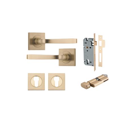 Iver TRA0462KENTR60KT Annecy Door Lever Euro Sqr Rose Entry Kit Cyl/Turn Bb
