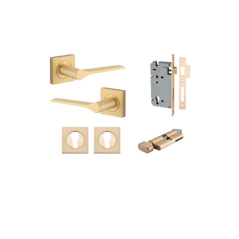 Iver TRA0466KENTR60KT Como Door Lever Euro Sqr Rose Entry Kit Cyl/Turn Bb