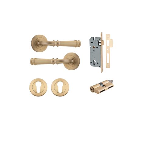 Iver TRA0602KENTR60KK Verona Door Lever Round Rose Entry Cyl/Cyl Bb