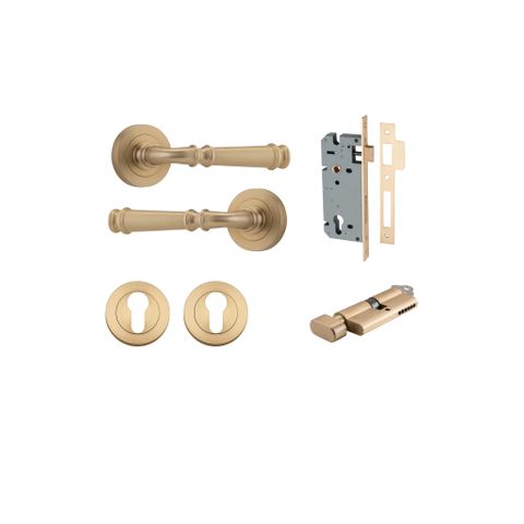 Iver TRA0602KENTR60KT Verona Door Lever Euro Round Rose Entry Cyl/Turn Bb