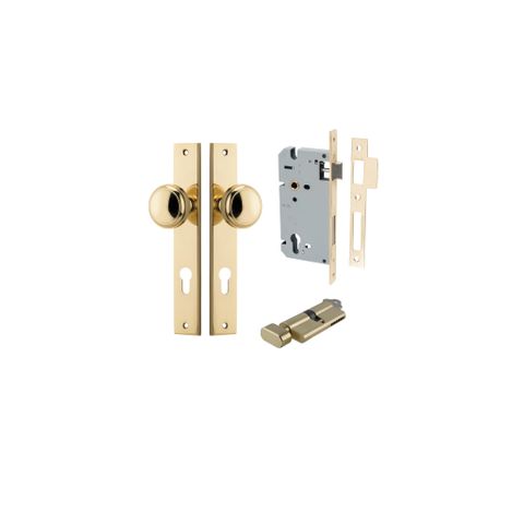 Iver Paddington Knob Rectangle Plate Furniture Entrance Kit (Key/Turn)