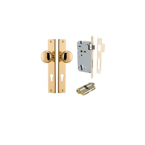Iver Cambridge Knob Rectangle Plate Furniture Entrance Kit (Key/Key)