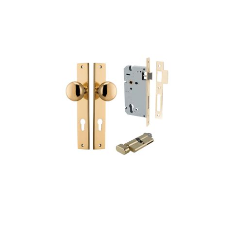 Iver Cambridge Knob Rectangle Plate Furniture Entrance Kit (Key/Turn)