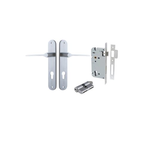 Door TRA12270KENTR60KK Lever Como Oval Euro Pair Brushed Chrome Ctc85mm