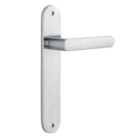 Door TRA12364 Lever Osaka Oval Latch Pr Brushed Chrome H240xw40xp55mm