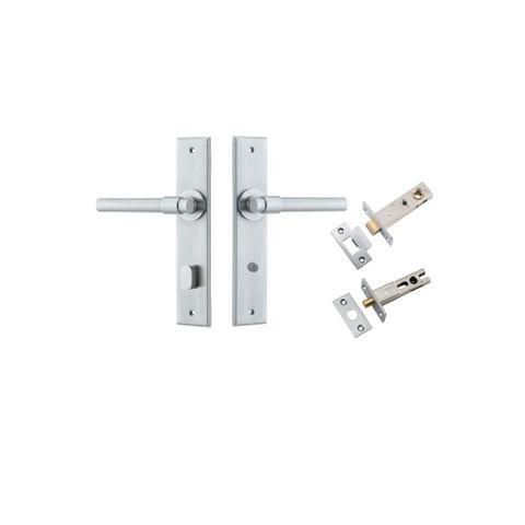 Door TRA12404KPRIV60 Lever Helsinki Chamfered Privacy Brushed Chrome Kit