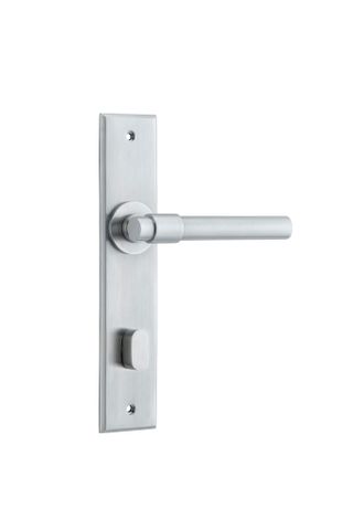 Door TRA12404P85 Lever Helsinki Chamfered Privacy Brushed Chrome