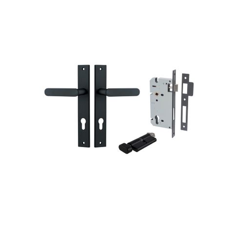 Door TRA12748KENTR60KT Lever Bronte Rectangular Euro Pair Matt Black Ctc85mm