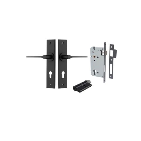 Door TRA12758KENTR60KK Lever Como Chamfered Euro Pair Matt Black Ctc85mm