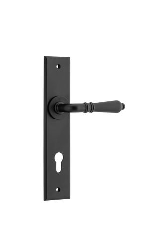 Door TRA12780E85 Lever Sarlat Chamfered Euro Matt Black H240xw50xp55mm
