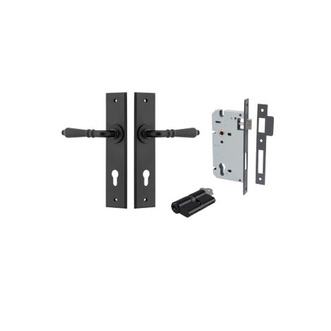 Door TRA12780KENTR60KK Lever Sarlat Chamfered Euro Pair Matt Black Ctc85mm
