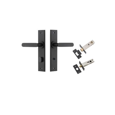Door TRA12784KPRIV60 Lever Bronte Chamfered Privacy Matt Black Ctc85mm Kit