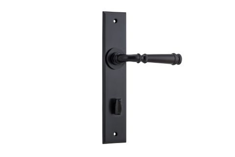 Door TRA12786P85 Lever Verona Chamfered Priv Mb Ctc85mm H240xw50xp59mm