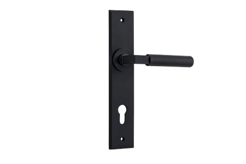 Iver TRA12796E85 Door Lever Brunswick Chamfered Euro Matt Black Ctc85mm