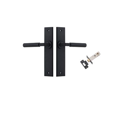 Door TRA12796KPASS60 Lever Brunswick Knurled Chamfered Matt Black Pass Kit