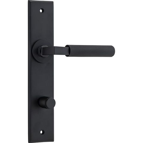 Door TRA12796P85 Lever Brunswick Chamfered Privacy Matt Black Ctc85mm