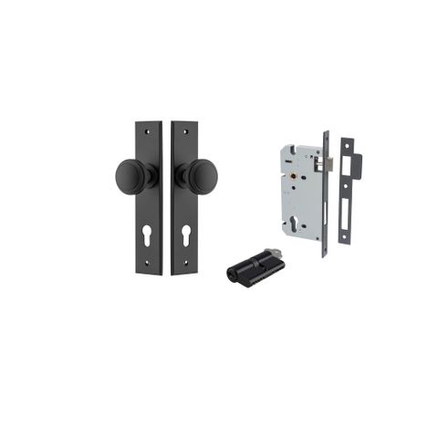 Door TRA12831KENTR60KK Knob Paddington Chamfered Euro Pair Matt Black Ctc85mm