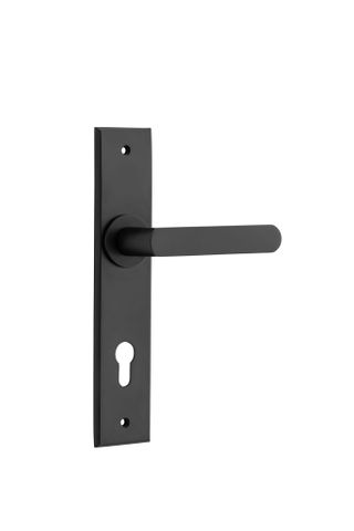 Door TRA12868E85 Lever Osaka Chamfered Euro Pair Matt Black Ctc85mm
