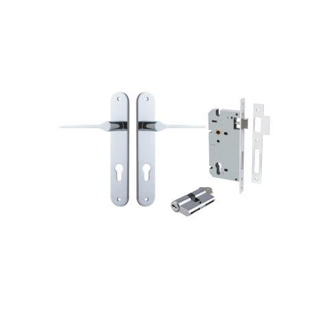 Iver TRA11770KENTR60KK Door Lever Como Oval Euro Pair Polished Chrome Ctc85mm