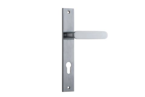 Door TRA12248E85 Lever Bronte Rectangular Euro Brushed Chrome Ctc85mm