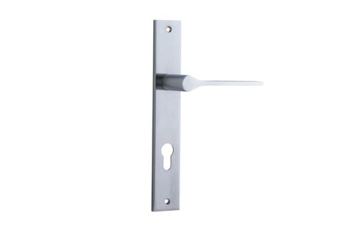 Iver TRA12254E85 Door Lever Como Rectangular Euro Brushed Chrome Ctc85mm