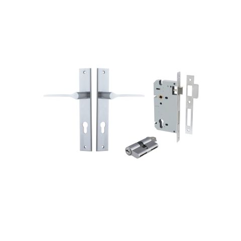 Door TRA12254KENTR60KK Lever Como Rectangular Euro Pair Brushed Chrome Ctc85mm