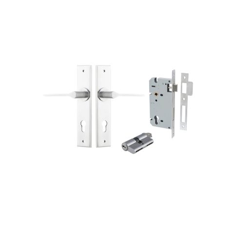 Door TRA12258KENTR60KK Lever Como Chamfered Euro Pair Brushed Chrome Ctc85mm