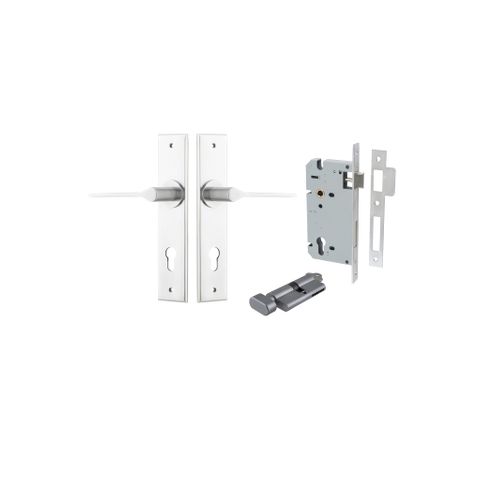 Door TRA12258KENTR60KT Lever Como Chamfered Euro Pair Brushed Chrome Ctc85mm