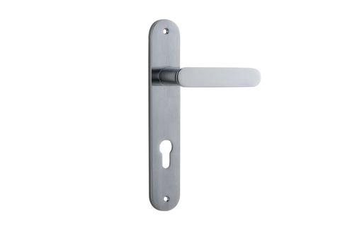 Iver TRA12264E85 Door Lever Bronte Oval Euro Brushed Chrome Ctc85mm