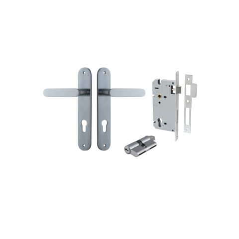 Door TRA12264KENTR60KK Lever Bronte Oval Euro Pair Brushed Chrome Ctc85mm