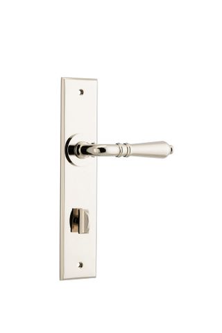 Door TRA14280P85 Lever Sarlat Chamfered Privacy Polished Nickel Ctc85mm