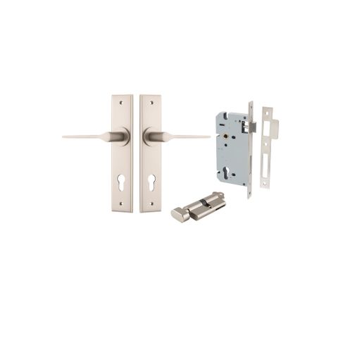 Door TRA14758KENTR60KT Lever Como Chamfered Euro Pair Satin Nickel Ctc85mm