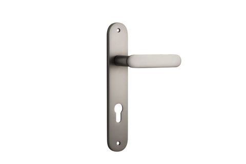 Iver TRA14764E85 Door Lever Bronte Oval Euro Satin Nickel Ctc85mm