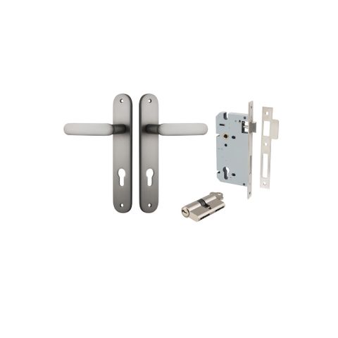Door TRA14764KENTR60KK Lever Bronte Oval Euro Pair Satin Nickel Ctc85mm