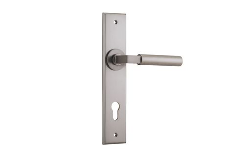 Iver TRA14794E85 Door Lever Berlin Chamfered Euro Satin Nickel Ctc85mm