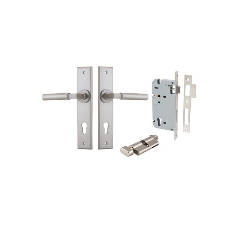 Door TRA14794KENTR60KT Lever Berlin Chamfered Euro Pair Satin Nickel Ctc85mm