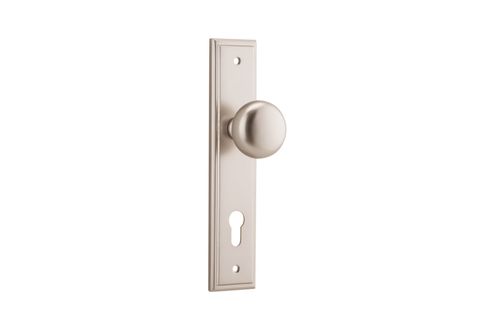 Door TRA14840E85 Knob Cambridge Stepped Euro Sn Ctc85mm H240xw50xp67mm