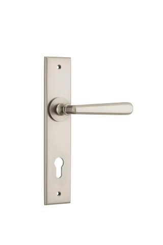 Door TRA14880E85 Lever Copenhagen Chamfered Euro Pair Satin Nickel CTC85