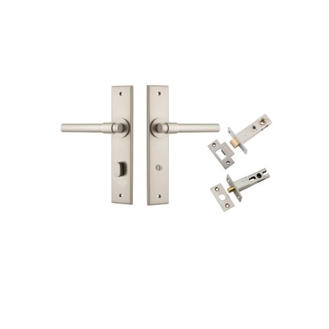 Door TRA14904KPRIV60 Lever Helsinki Chamfered Privacy Satin Nickel Kit