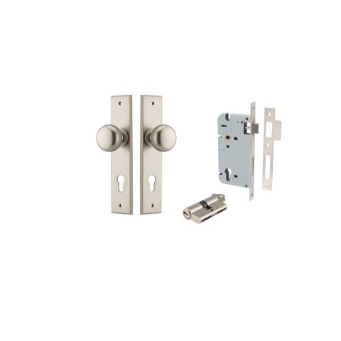 Door TRA14946KENTR60KK Knob Cambridge Chamfered Euro Pair Satin Nickel Ctc85mm