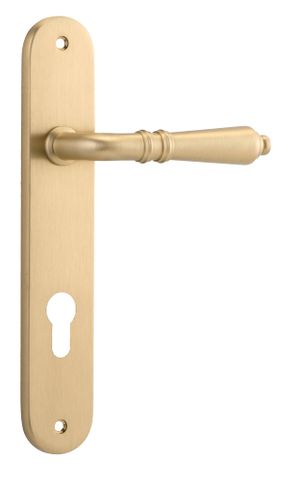 Door TRA15224E85 Lever Sarlat Oval Euro B/Brass Ctc85mm H240xw40xp55mm