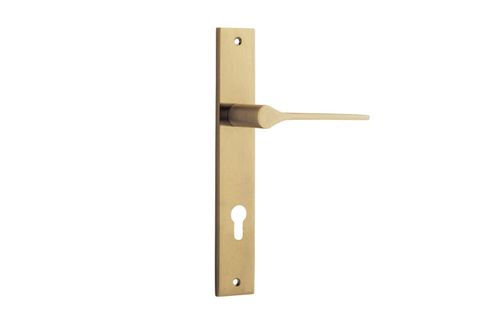 Iver TRA15254E85 Door Lever Como Rectangular Euro Brushed Brass Ctc85mm