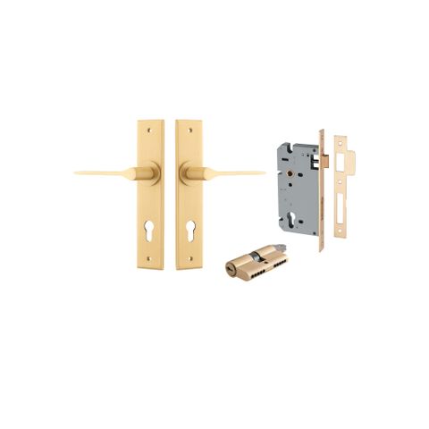 Iver TRA15258KENTR60KT Door Lever Como Chamfered Brushed Brass Key / Thumb Ent