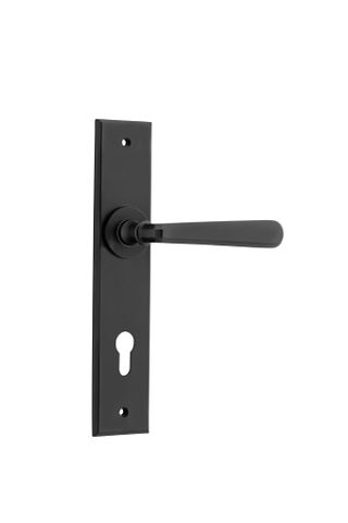 Door TRA12880E85 Lever Copenhagen Chamfered Euro Pair Matt Black Ctc85mm
