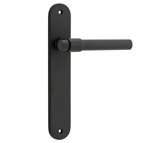 Door TRA12900 Lever Helsinki Oval Latch Pr Matt Black H240xw40xp44mm